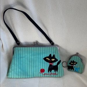 Paul Frank kitten Cat purse w/coin purse turquoise